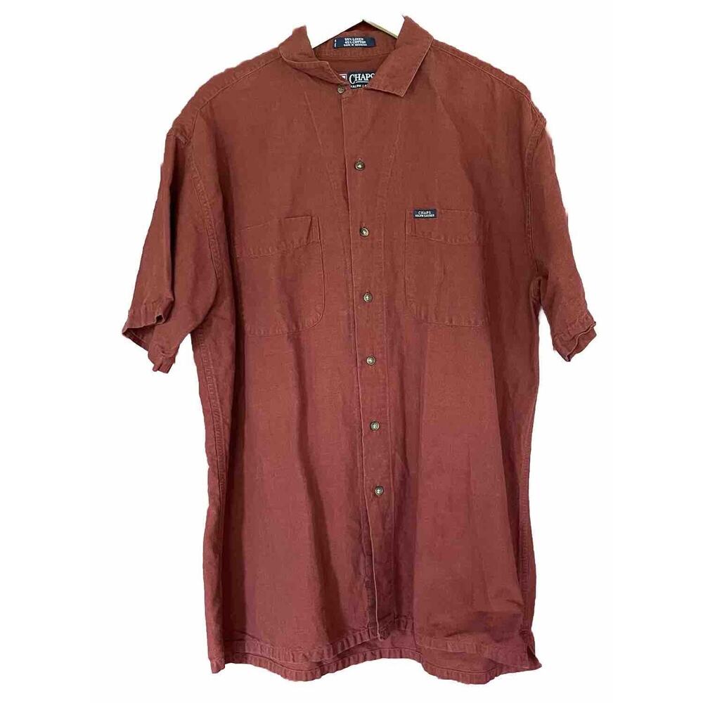 Ralph Lauren‎ Chaps Shirt Linen Cotton Blend Vintage Y2K Camp Button Up Large